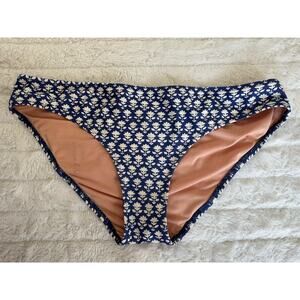 J.CREW Re-Imagined Navy White Floral Lined Bikini Bottom Size L